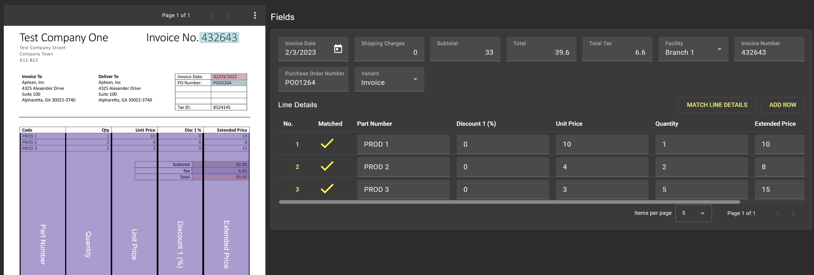 Document 1 has been successfully processed