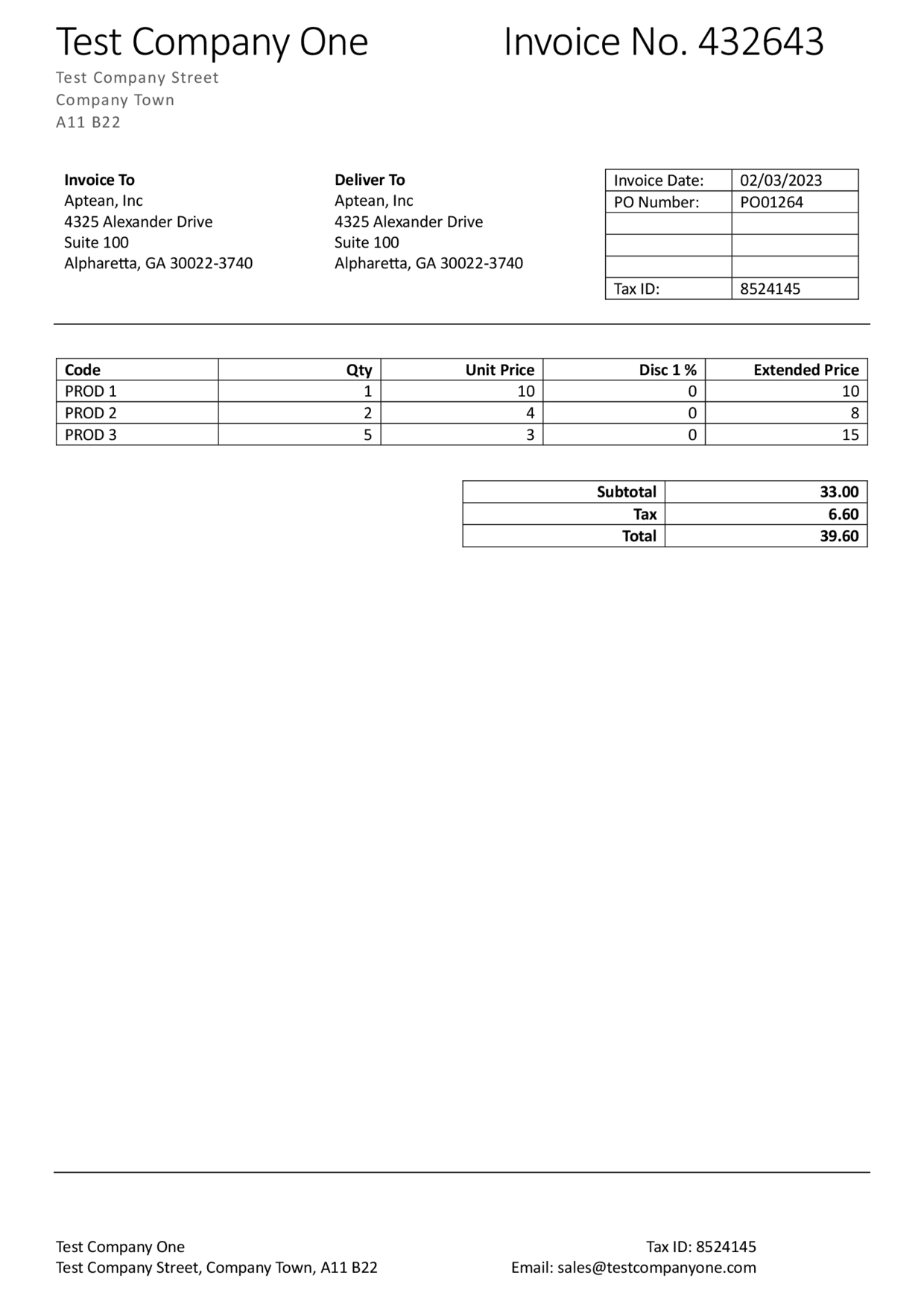 Invoice Document 1