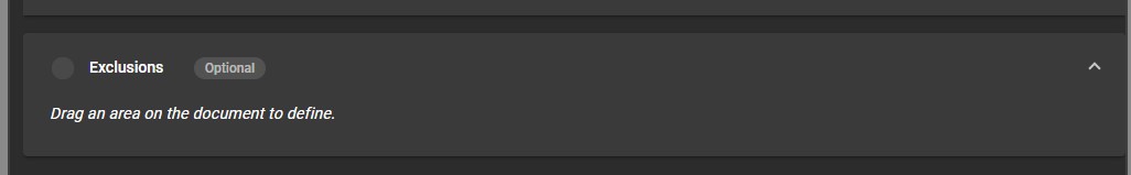 Template Editor with exclusions section open
